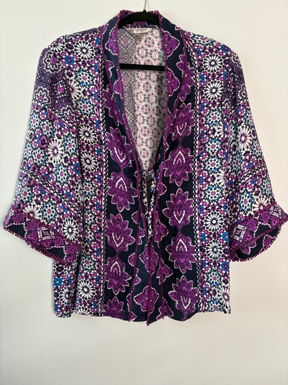 Allison Daley Purple Floral Kimono Top